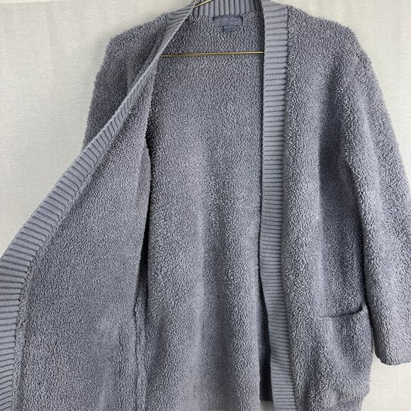 Barefoot Dreams Sweater CozyChic Cardigan Blue Lounge Cozy Fuzzy Chunky Slouchy - Picture 3 of 9